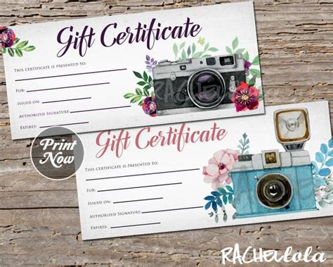 Printable Photography Gift Certificate Template, Photo in Photograph ...