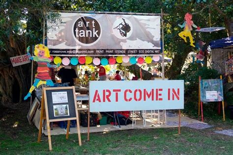 an art fair is set up in the park