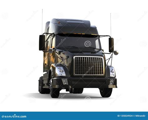 Big Modern Black Semi Trailer Truck Stock Illustration - Illustration ...