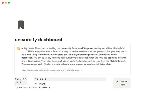 Notion University Dashboard Template | Notion Template