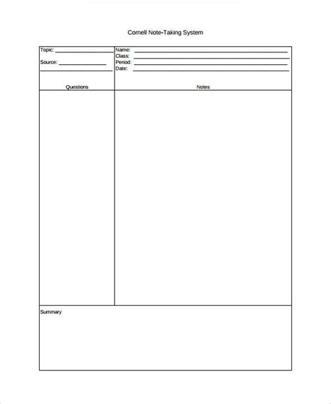 FREE 9+ Cornell Note Taking Templates in PDF | MS Word