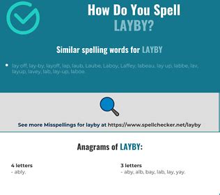 Correct spelling for layby [Infographic] | Spellchecker.net