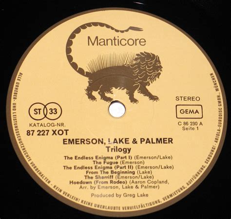 ELP EMERSON LAKE & PALMER Trilogy Album Cover Gallery & 12" Vinyl LP ...