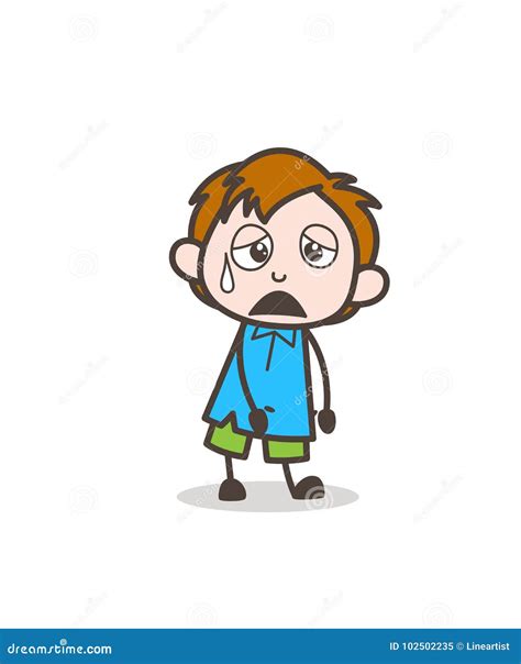 Tired Face with Sweat - Cute Cartoon Kid Vector Stock Illustration ...