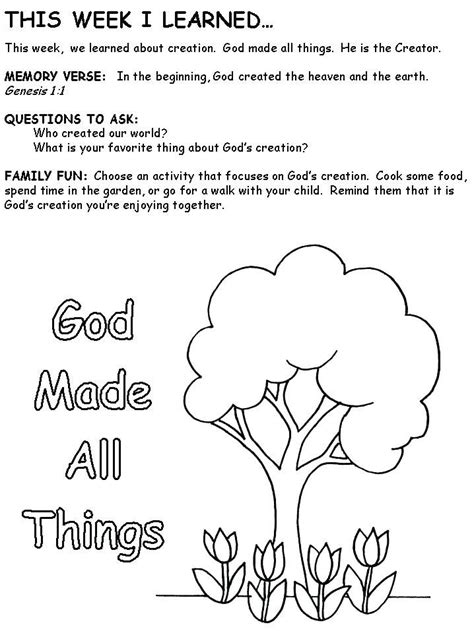 God Created Everything Coloring Page