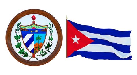 Premium Photo | National flag and the coat of arms 3d illustration of cuba