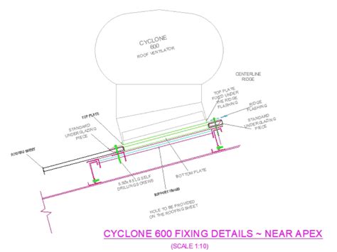 Cyclone 600 roof ventilator installation (91.21 KB) | Bibliocad