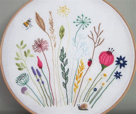 Free Floral Meadow Embroidery Pattern | Custom Embroidery