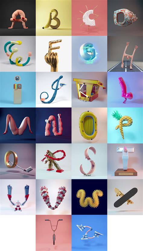 3D ALPHABET @36daysoftype on Behance