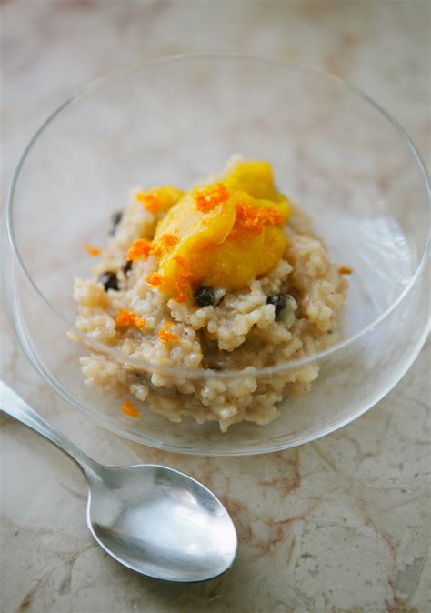 Coconut Milk Rice Pudding with Mango Puree — A Thought For Food