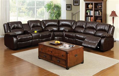 Winslow Rustic Brown Bonded Leather Match Reclining Sectional without ...