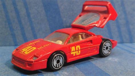 Vintage Hot Wheels ~ Ferrari F40 ~ Red, 1989 Mainline ~ Working Rear ...