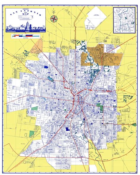 Old City Map - San Antonio Texas - Ashburn 1950 - Map Of San Antonio ...