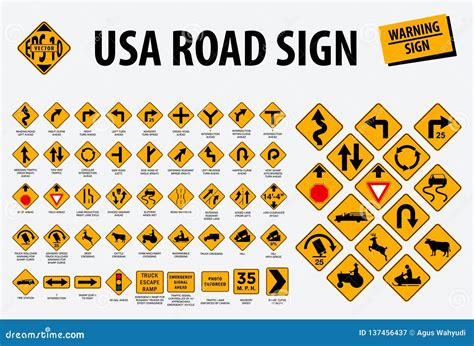 Usa Road Sign - Warning Sign. Easy To Modify Stock Illustration ...