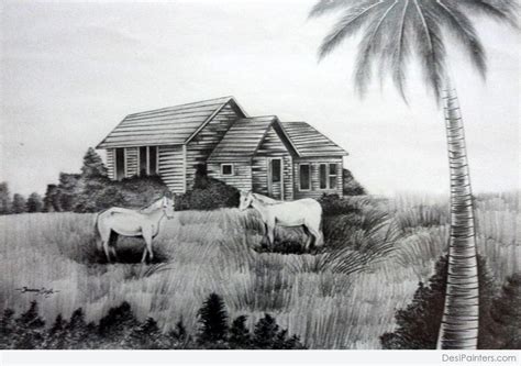 Pencil Sketch of Landscape | DesiPainters.com