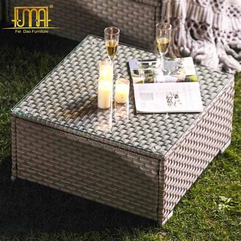 Outdoor Square Coffee Table with Glass - Feidao Furniture