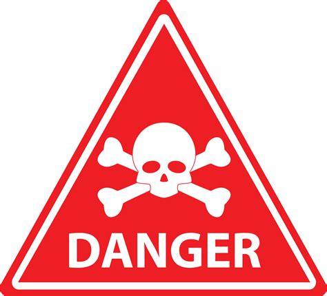 red danger skull crossbones warning on white background. danger warning ...