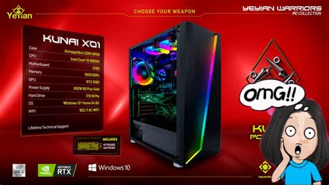 YEYIAN Kunai X01 Gaming PC Desktop ( i5 10600k build, RTX 3060, 6GB ...