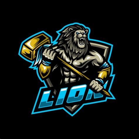 Premium Vector | Lion mascot logo esport gaming