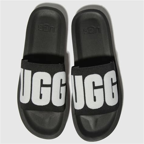 Ugg Black & White Zuma Graphic Slide Sandals - ShoeFreak