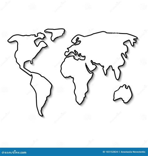 World map black line stock vector. Illustration of cartography - 103152824