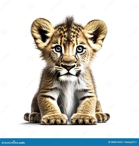 Lovely Lion Cub on White Background Wallpaper Stock Illustration ...