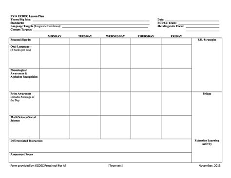 44 FREE Lesson Plan Templates [Common Core, Preschool, Weekly]