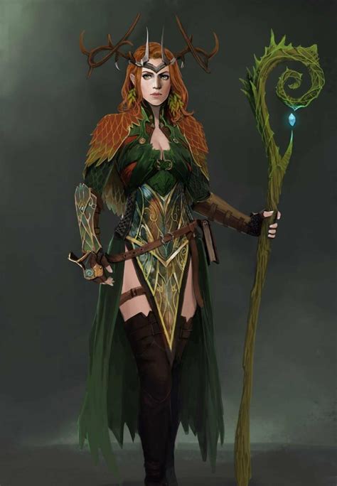 Female Elf Druid DnD / Pathfinder Character Concept Art | Female elf ...