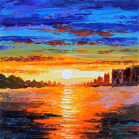 Abstract Sunset Painting / Acrylic painting on Canvas Step by Step ...