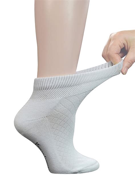 Yomandamor 5 Pairs Women's Cotton Ankle Breathable Mesh Diabetic Socks ...