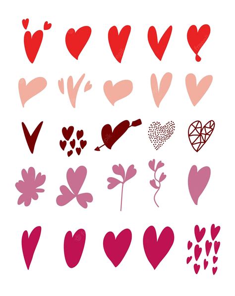 Premium Vector | Set of hand drawn colorful hearts