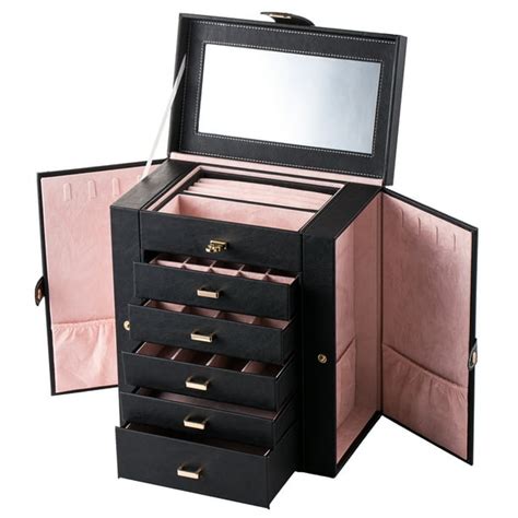 Anself - Jewelry Box Organizer Functional Huge Lockable, Leather ...