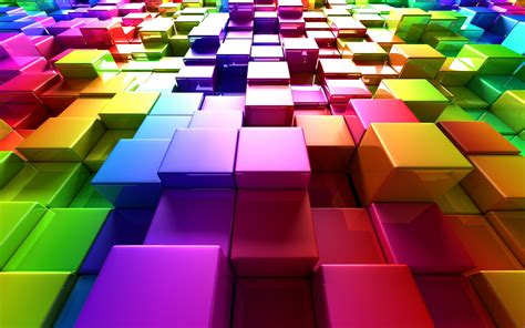 Online crop | rainbow-colored 3D blocks CGI illustration HD wallpaper ...