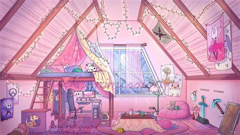 Soft aesthetic bedroom - Background Commission by milkypeachu on DeviantArt