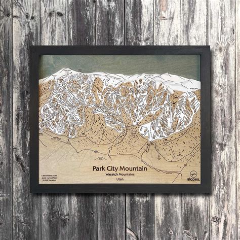 3D Park City Ski Trail Map Park City Utah Engraved Ski Map, Skiing Wall ...