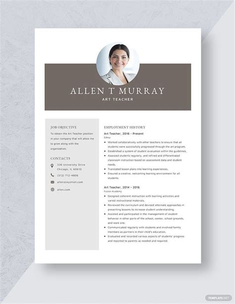 Art Teacher Resume in Pages, Word - Download | Template.net