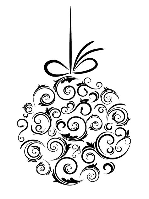 Christmas ornament black and white xmas tree ornament clipart black and ...