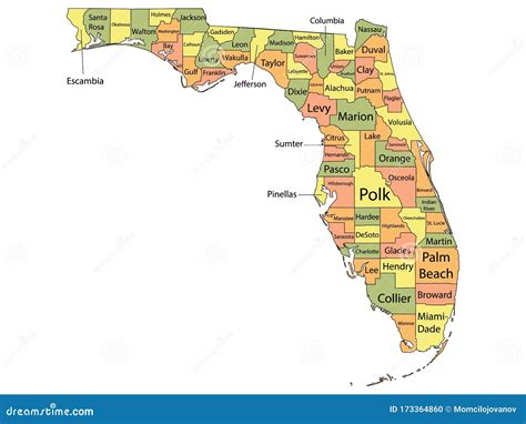 Florida Counties Map Stock Photography | CartoonDealer.com #188536088