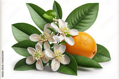 Orange blossoms on their own. With a clipping path, a small branch of ...