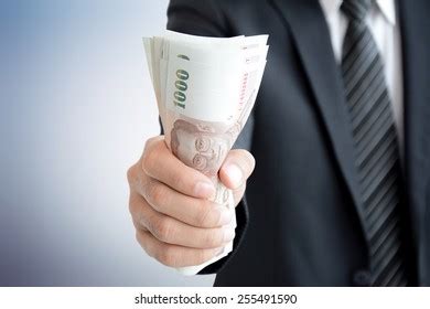 Businessman Hand Grabbing Money Thai Baht Stock Photo 261775319 ...