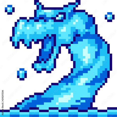 vector pixel art water dragon Stock Vector | Adobe Stock