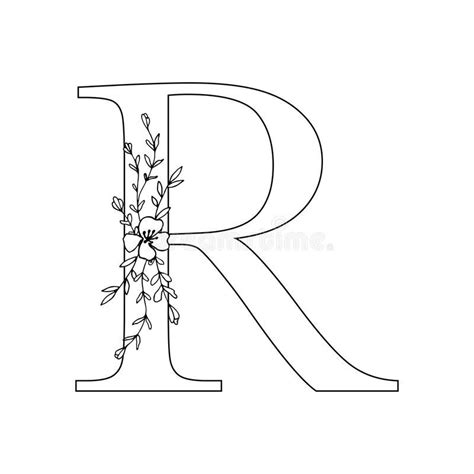 Floral Letter R. Romantic Lettering Design with Flowers Stock ...