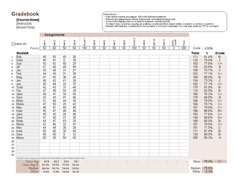 Excel Grade Book Template