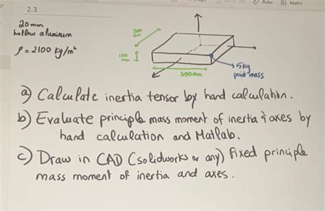 ρ=2100 kg/m2 a) Calculate inertia tensor by hand | Chegg.com