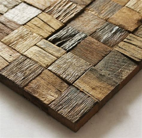 Natural Wood Mosaic Tile Rustic Wood Wall Tiles NWMT002 | Etsy