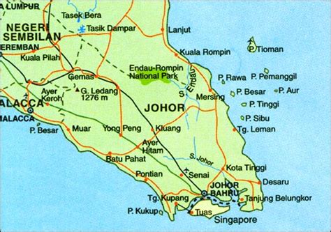 Johor Road Map listed by Malaysiamap.org Map of Malaysia Map Kuala ...