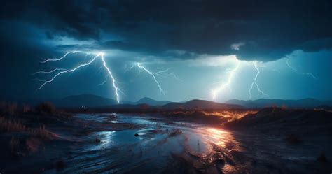 Premium AI Image | A lightning storm in the sky