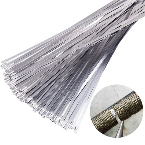 20Pcs Premium Self-Locking Stainless Steel Exhaust Wrap Ties / Multi ...