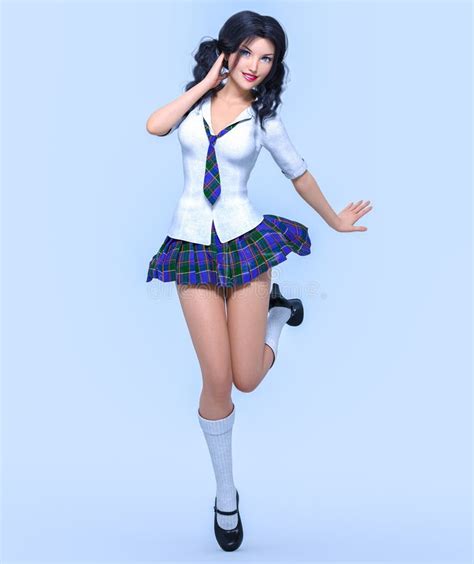 Young Attractive Girl in School Uniform. Stock Illustration ...