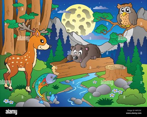 Forest scene with various animals 2 Stock Vector Image & Art - Alamy